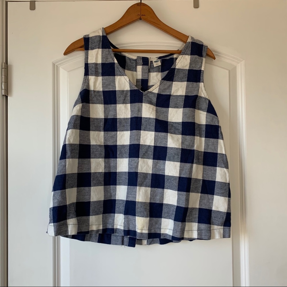 Navy blue checkered crop tank